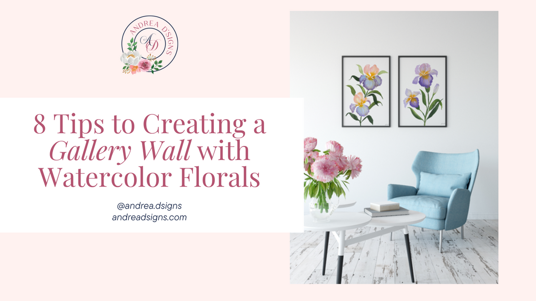 8 Tips to Creating a Gallery Wall with Watercolor Florals