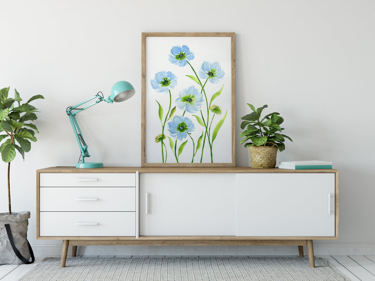 Blue Scabiosa Watercolor Fine Art Print