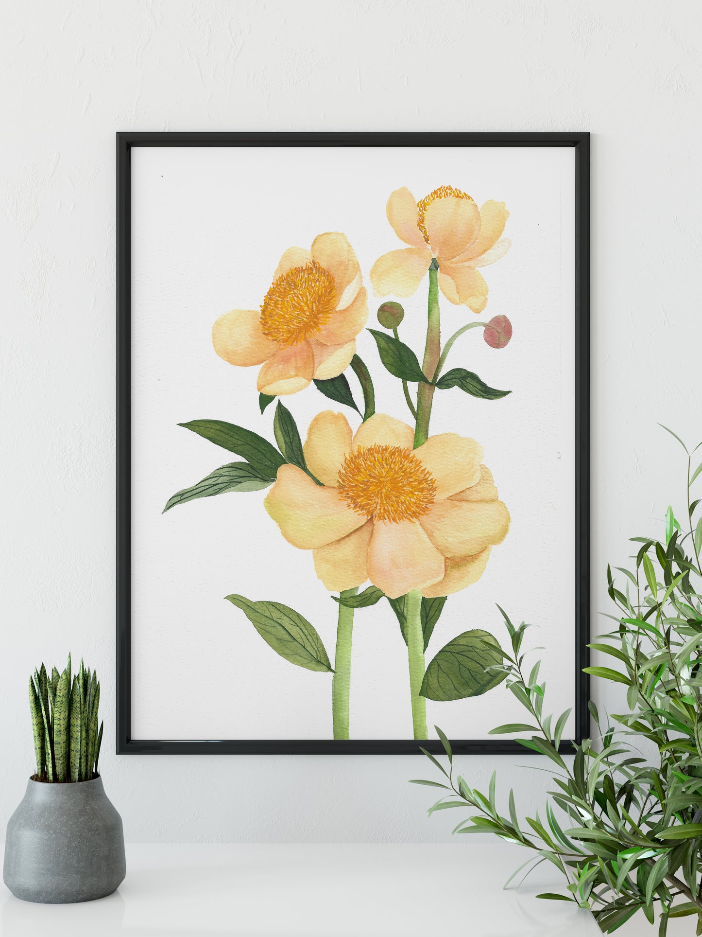 Yellow Anemones Watercolor Fine Art Print