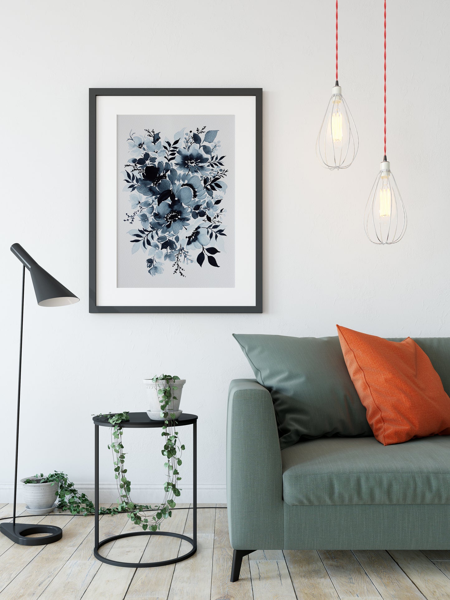 Indigo Monochrome Watercolor Fine Art Print