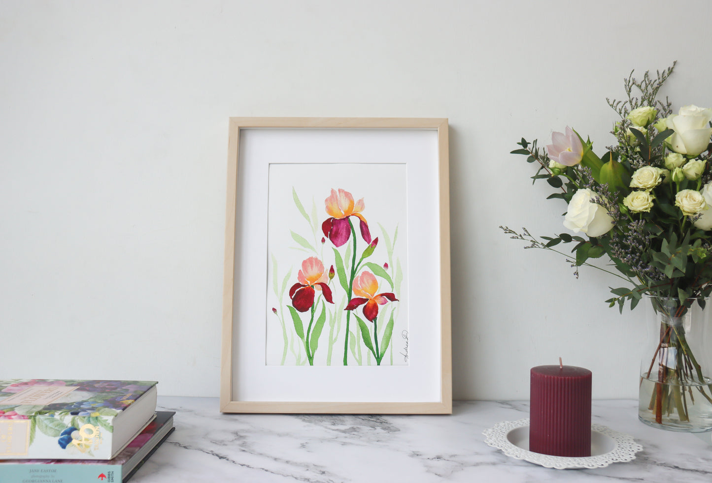 NEW! Peach & Maroon Bearded Iris Delight Fine Art Print