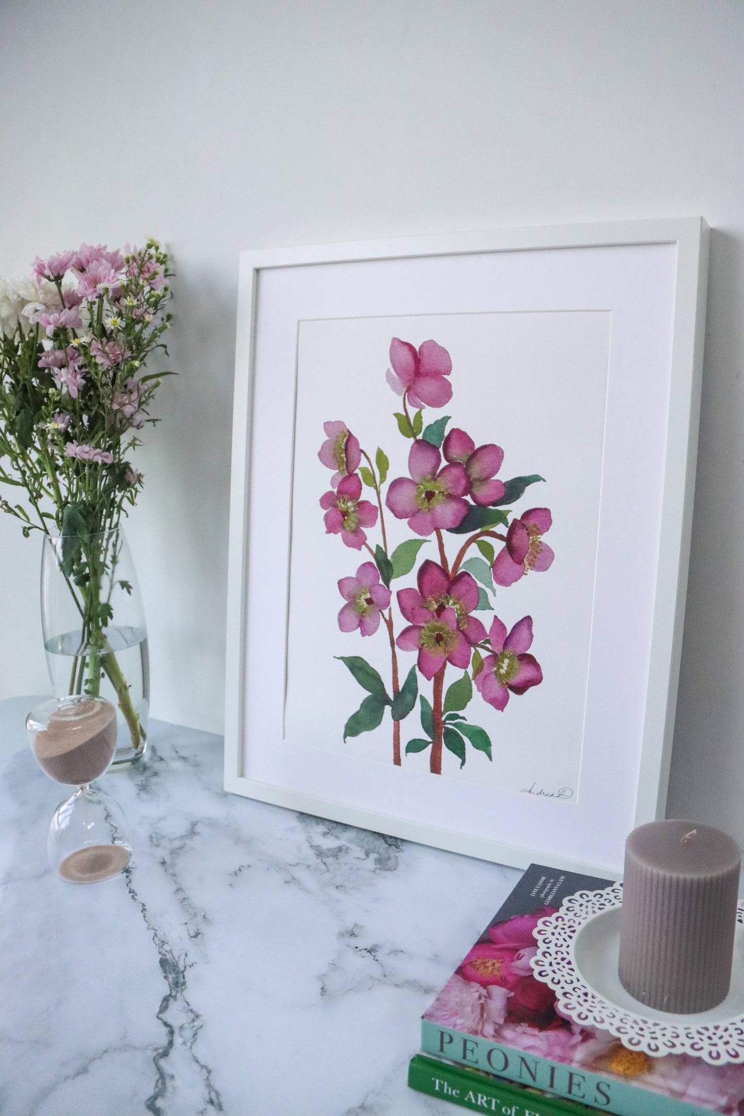 NEW! Moody Pink Hellebores Fine Art Print