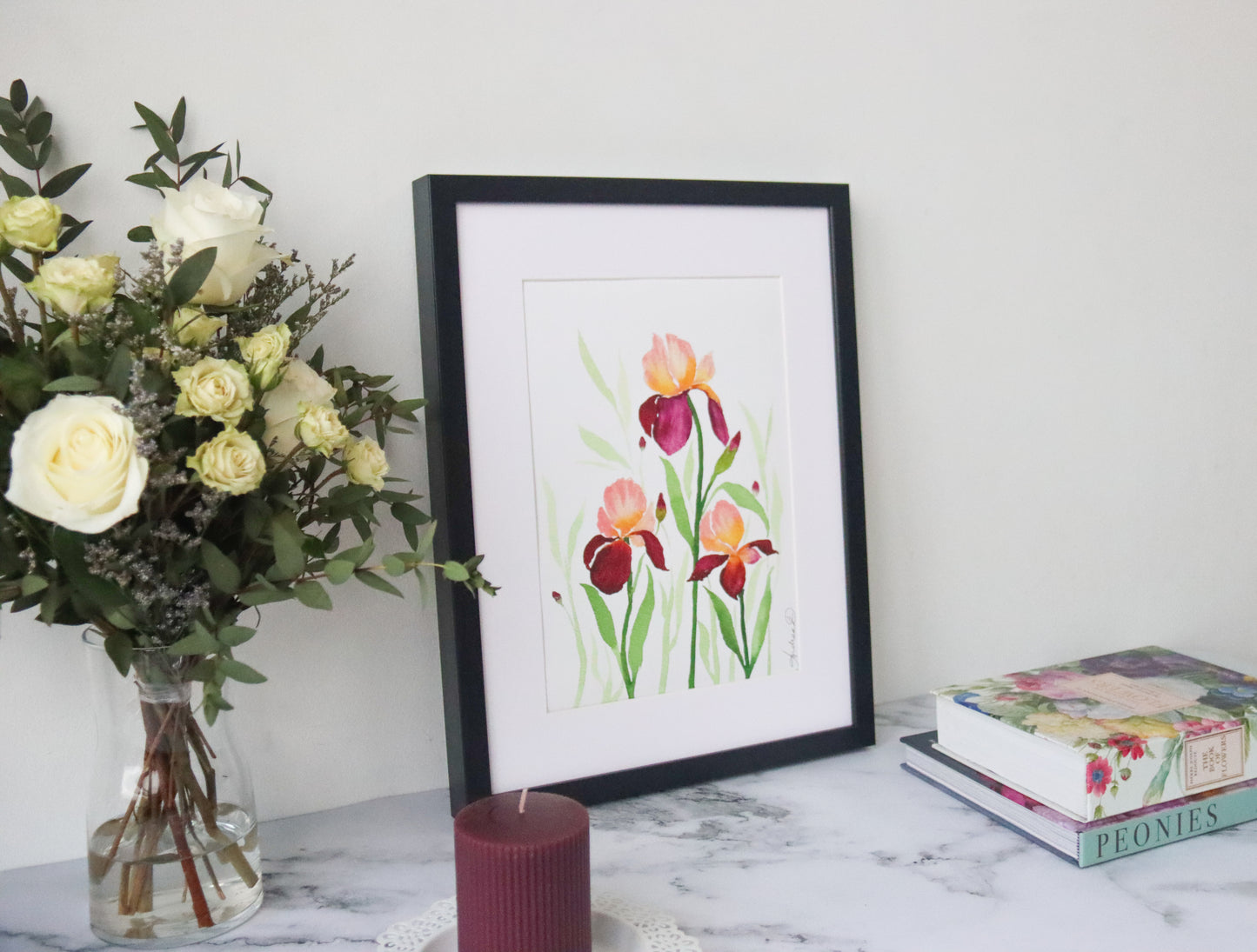 NEW! Peach & Maroon Bearded Iris Delight Fine Art Print