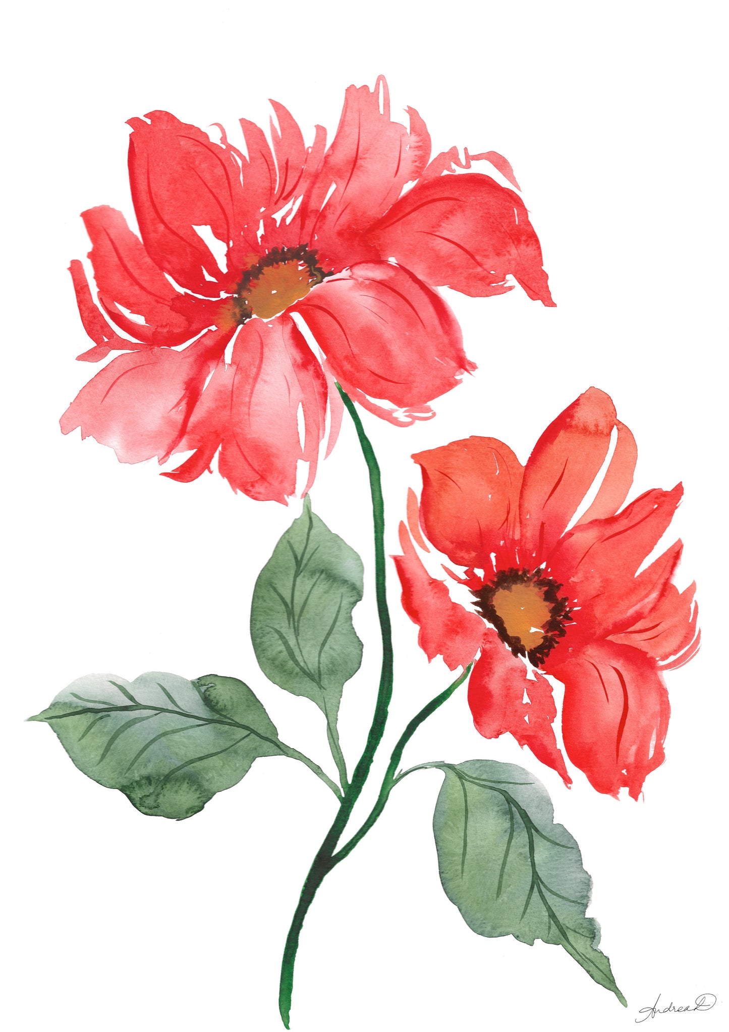 Orange Blooms Expressive Watercolor Fine Art Prints