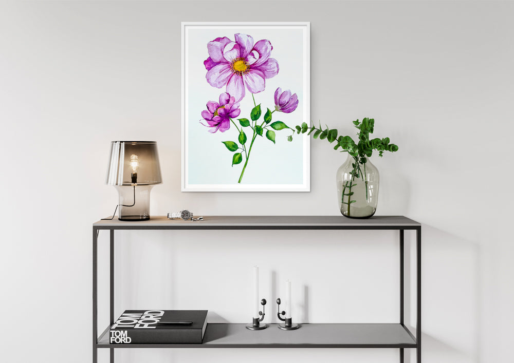 Pink Anemones Watercolor Fine Art Print