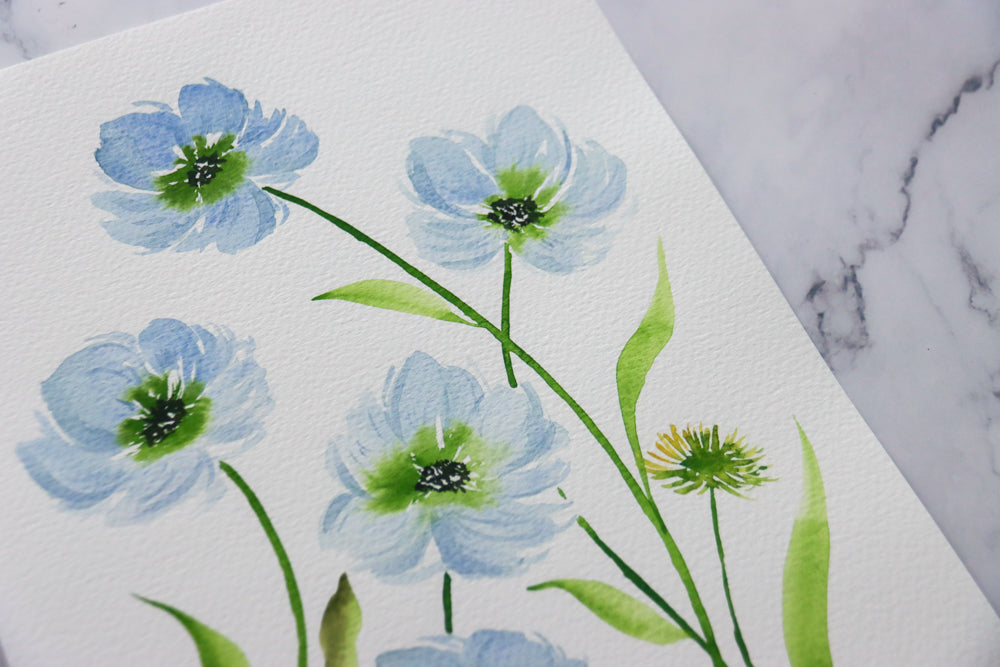 Blue Scabiosa Watercolor Fine Art Print