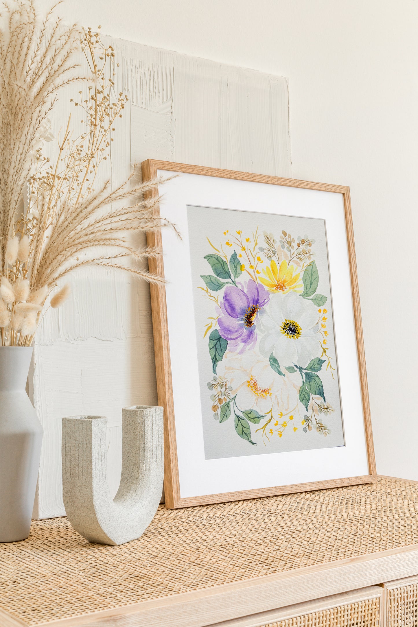 Gouache & Watercolor Flower Arrangement Fine Art Print