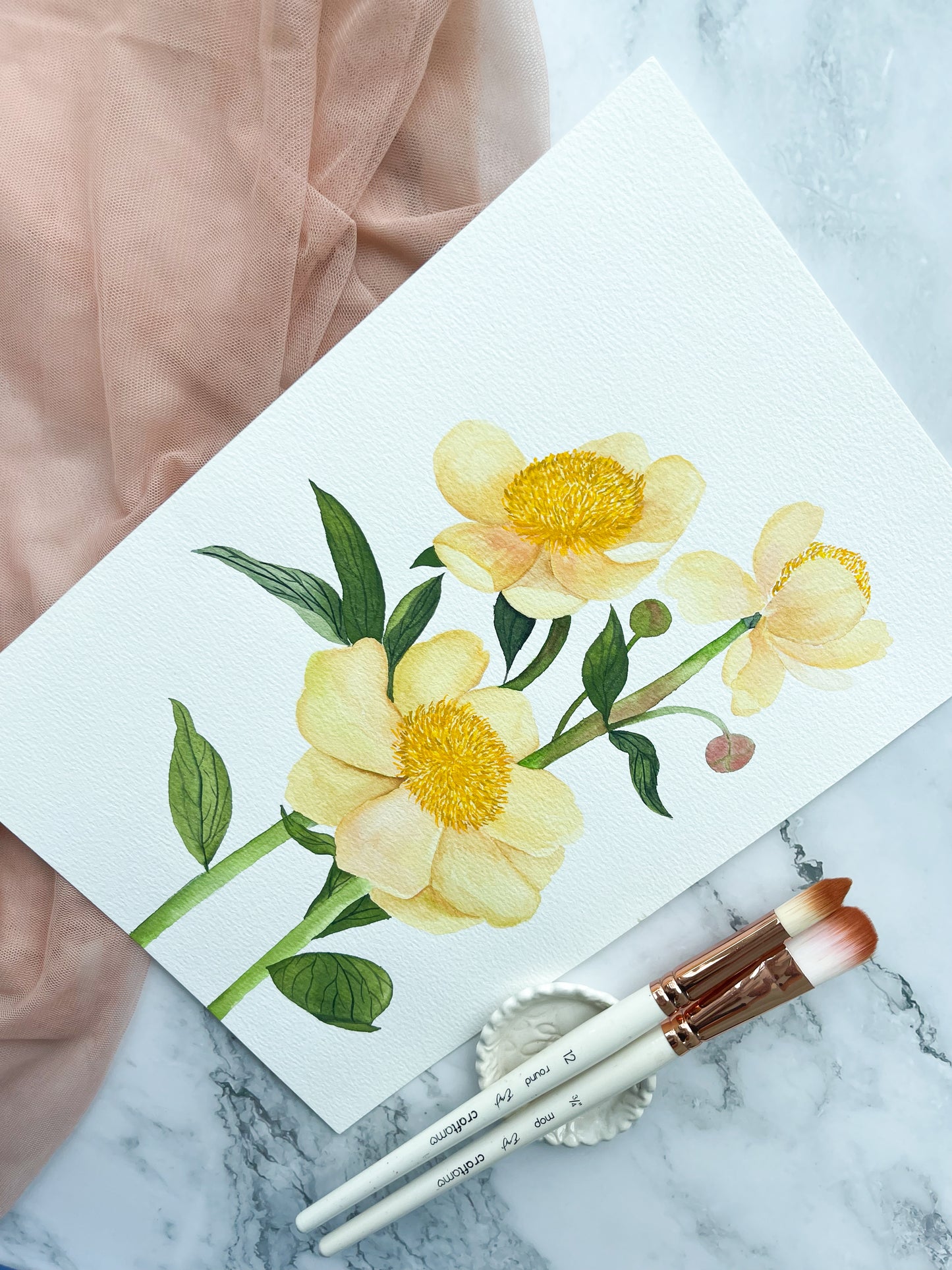 Yellow Anemones Watercolor Fine Art Print