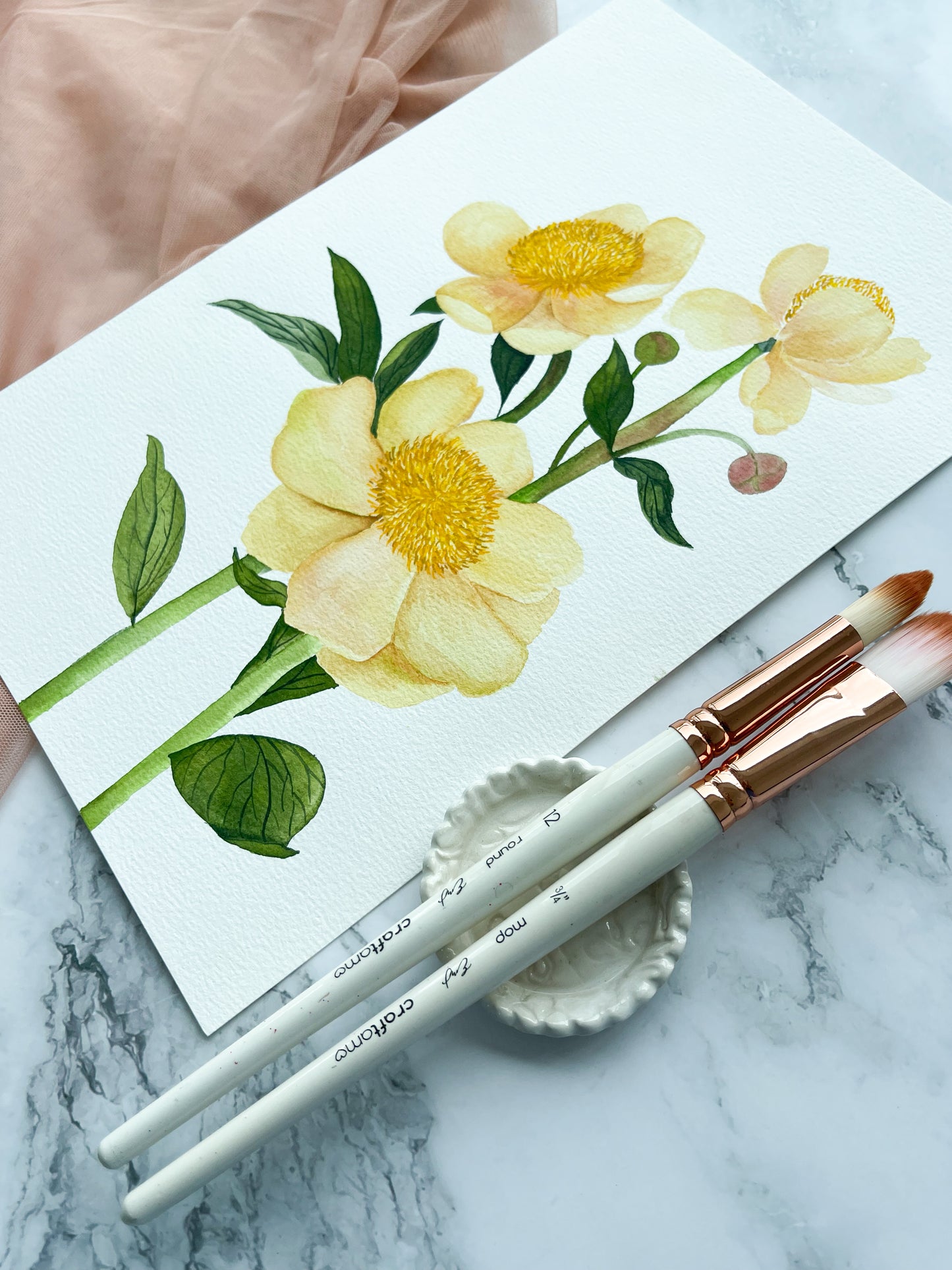 Yellow Anemones Watercolor Fine Art Print