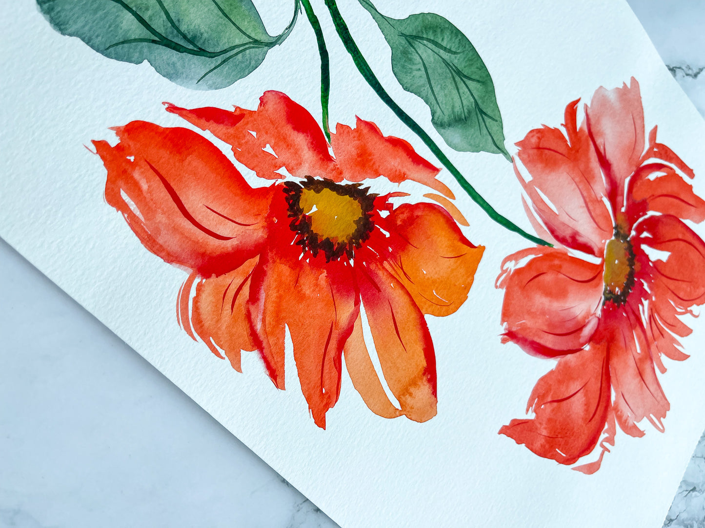 Orange Blooms Expressive Watercolor Fine Art Prints