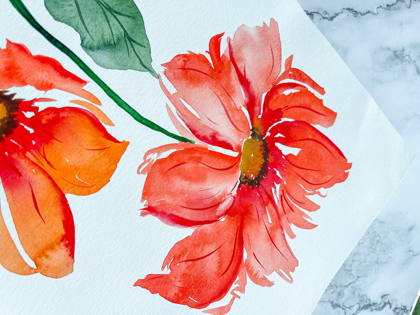 Orange Blooms Expressive Watercolor Fine Art Prints