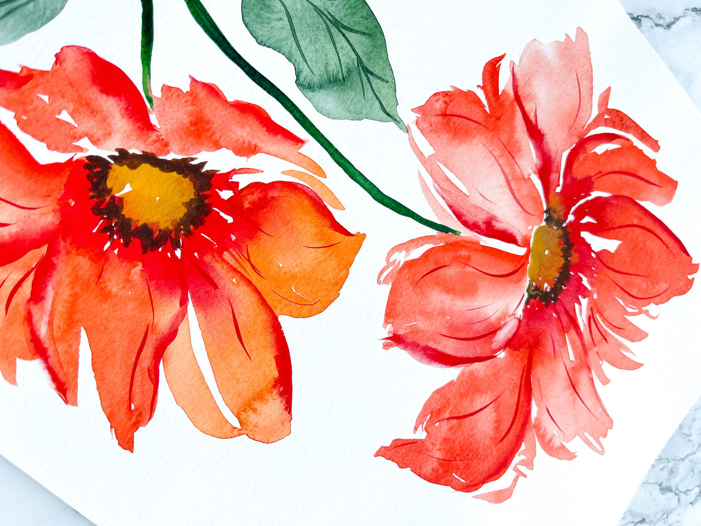 Orange Blooms Expressive Watercolor Fine Art Prints