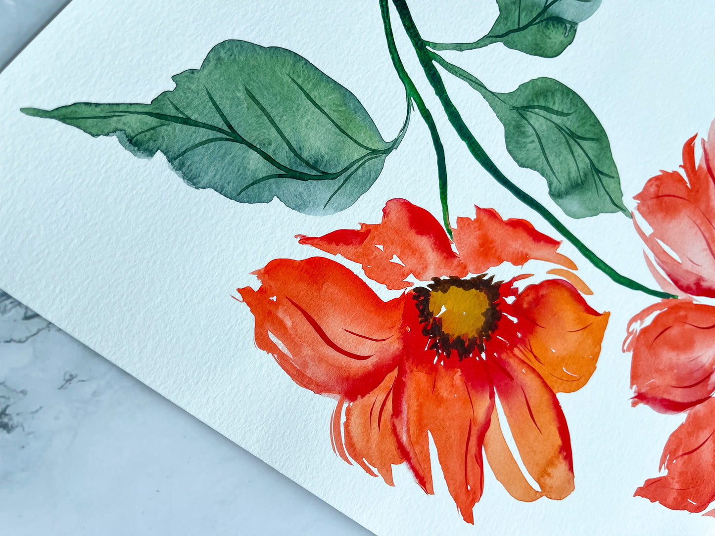 Orange Blooms Expressive Watercolor Fine Art Prints