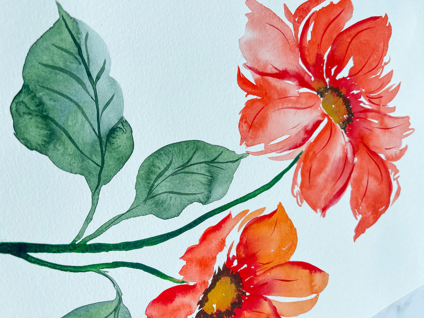 Orange Blooms Expressive Watercolor Fine Art Prints