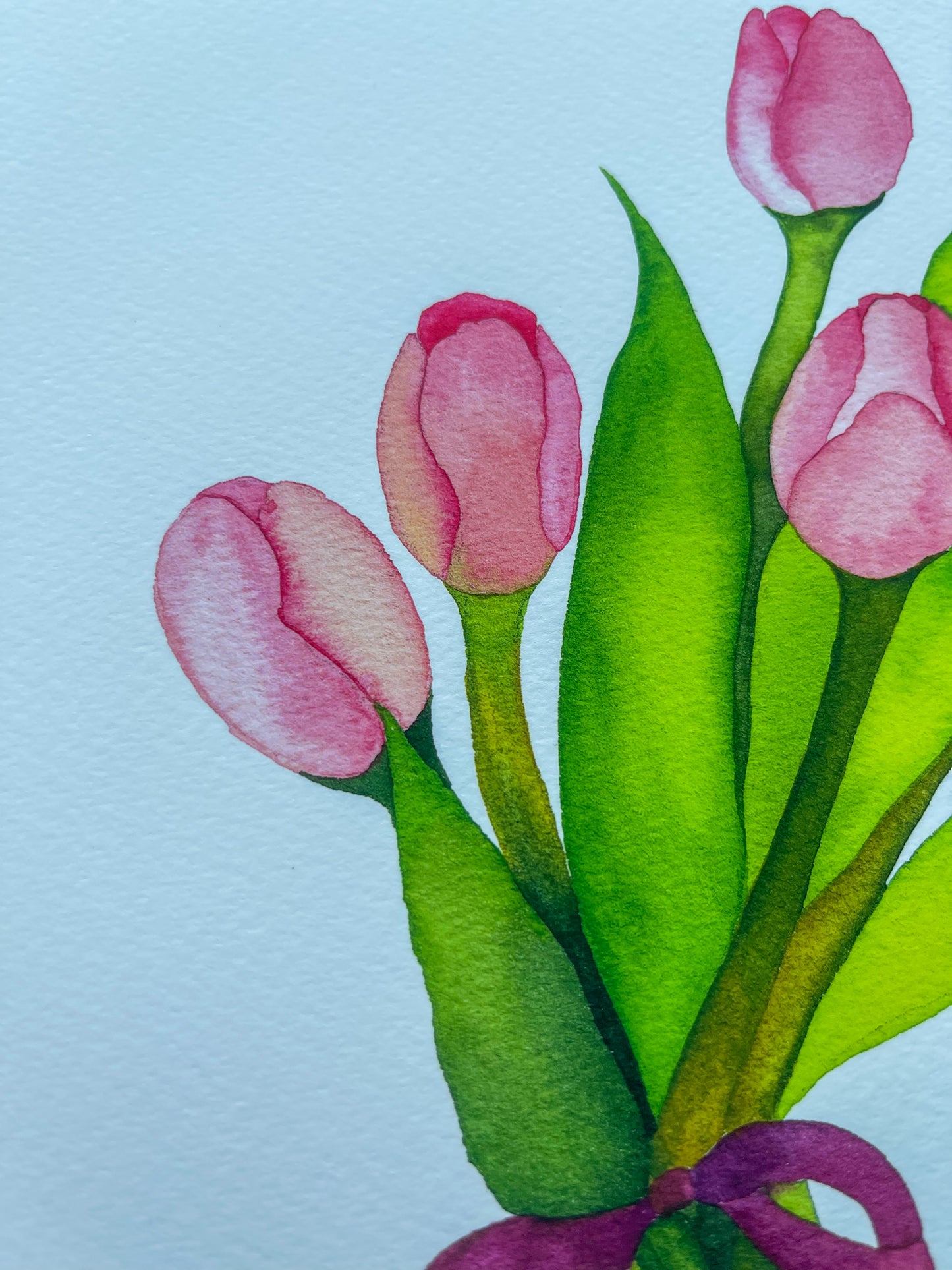 Pink Tulips Watercolor Fine Art Print