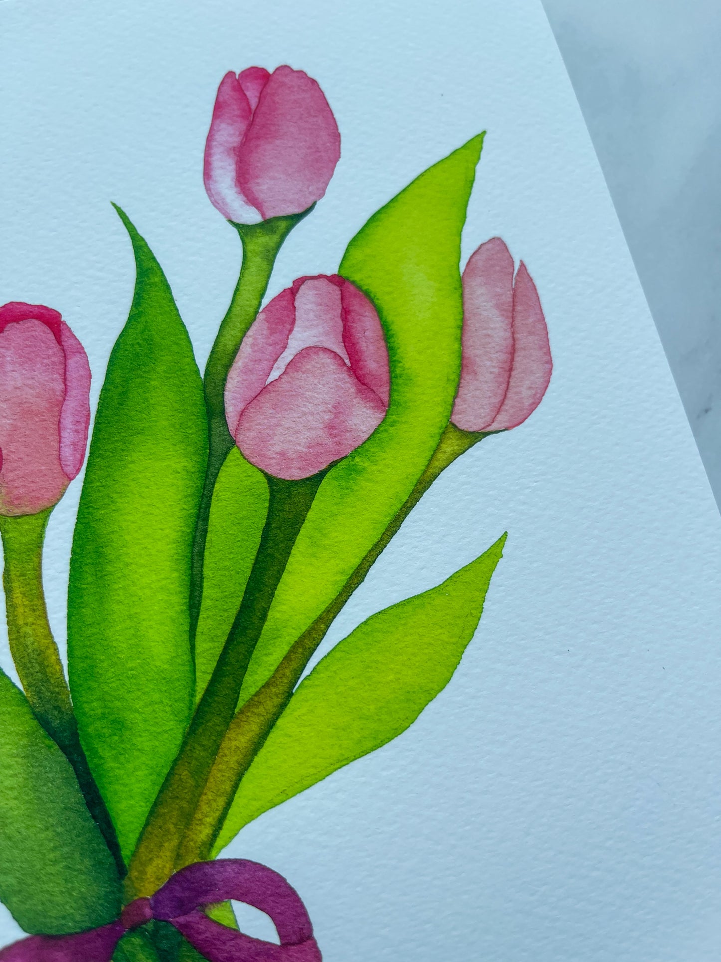 Pink Tulips Watercolor Fine Art Print