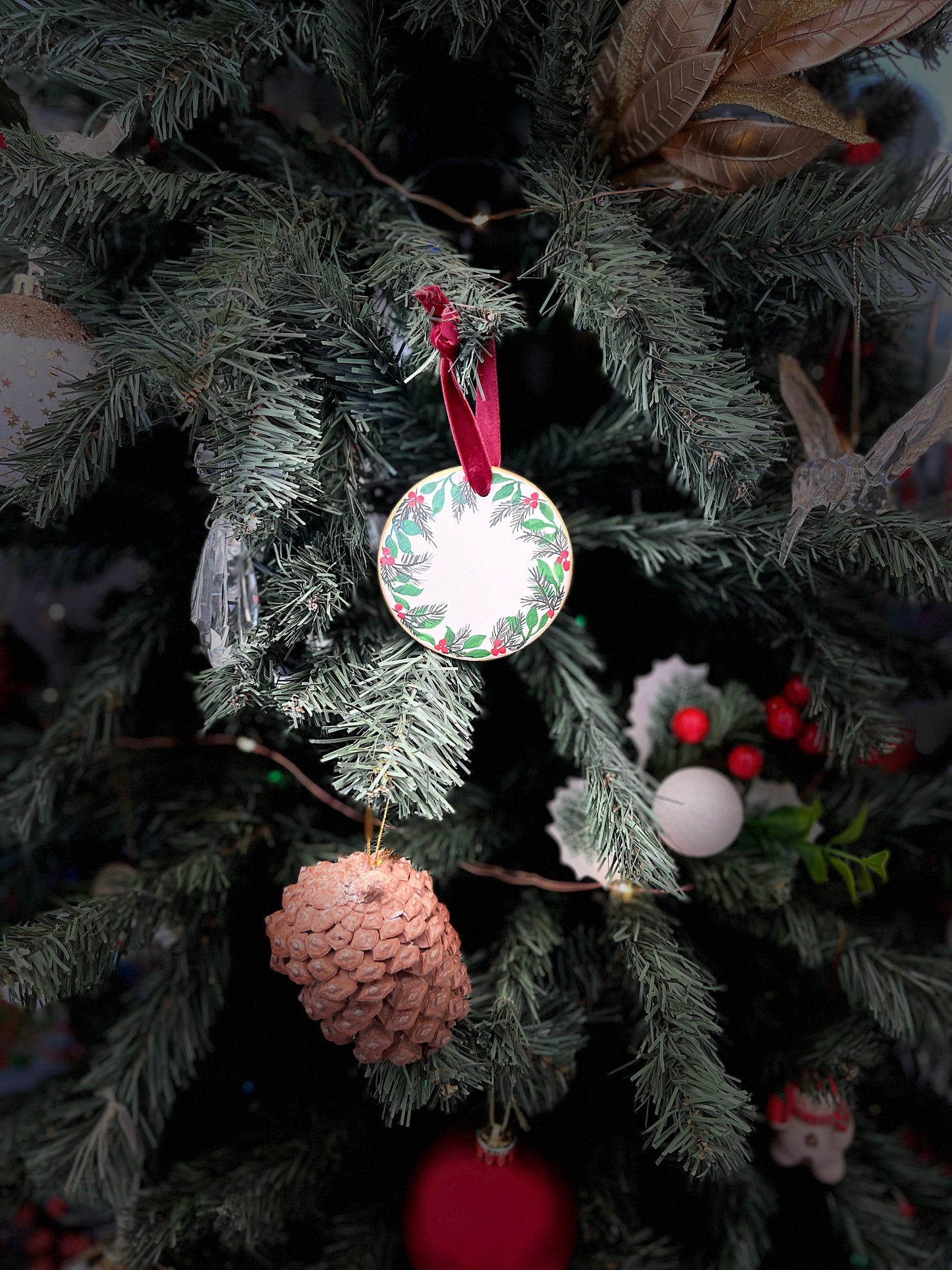 Ceramic Christmas Tree Ornaments - Hand Painted Gouache Festive Designs