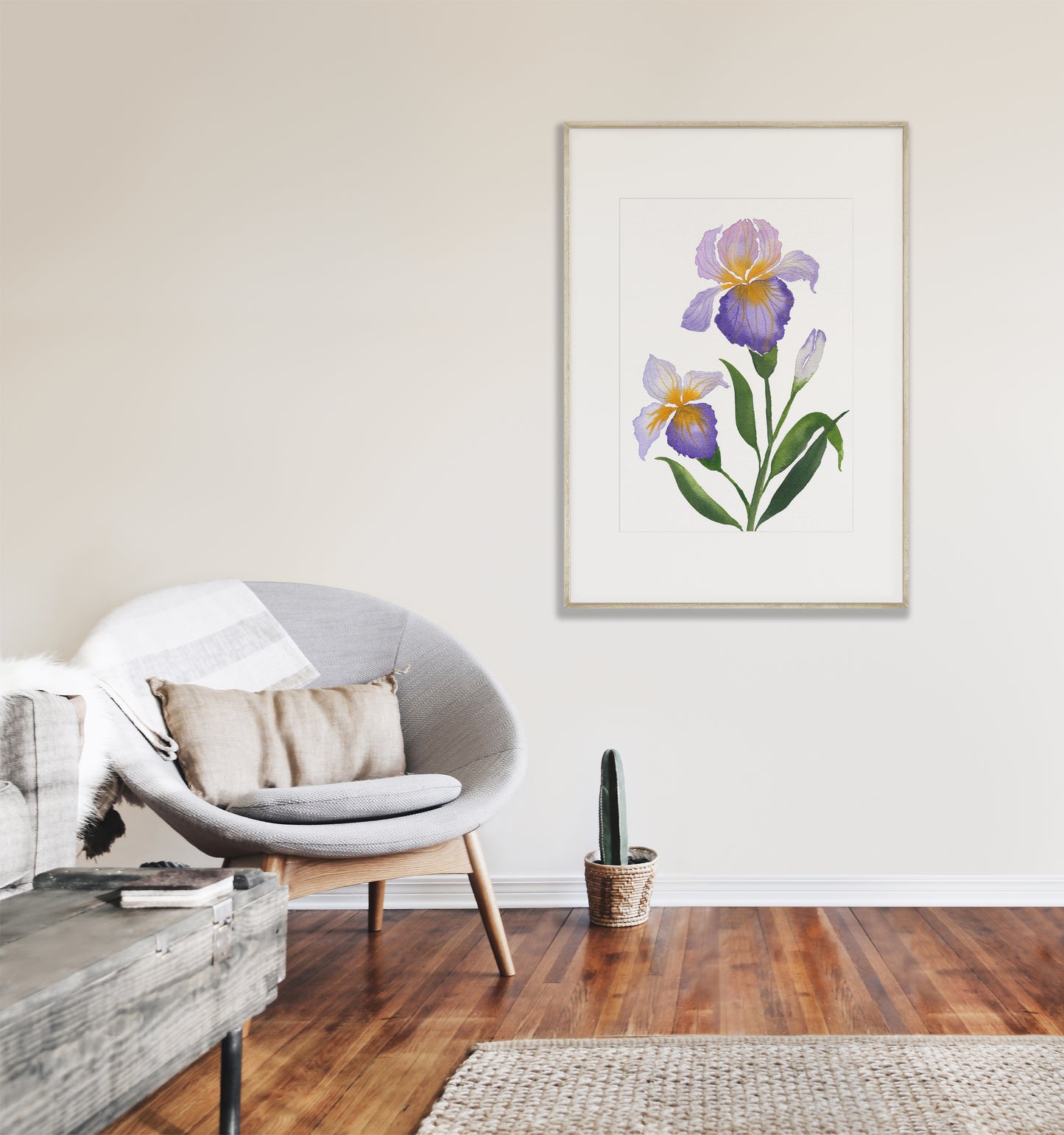 Purple Bearded Iris Watercolor Fine Art Print