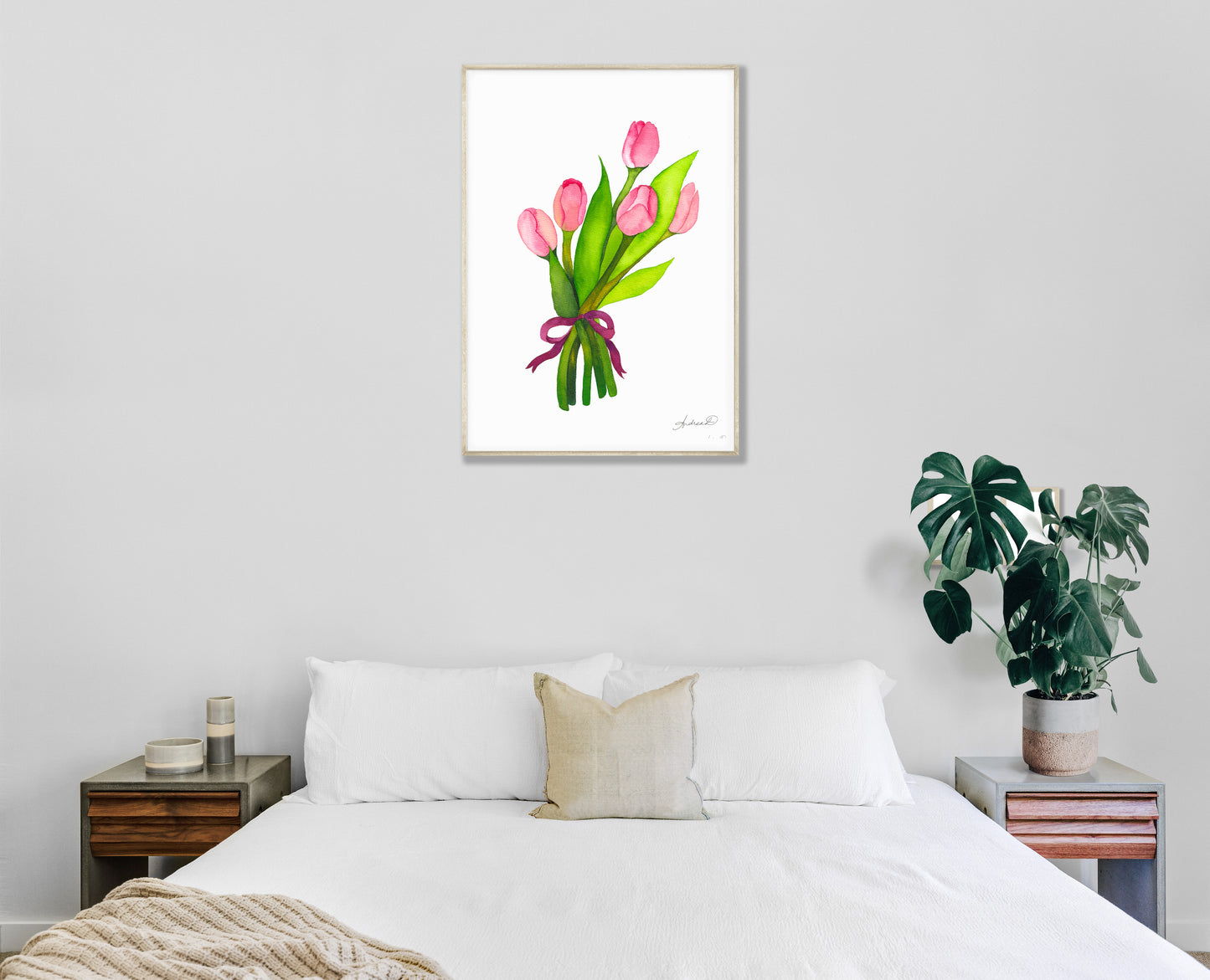 Pink Tulips Watercolor Fine Art Print