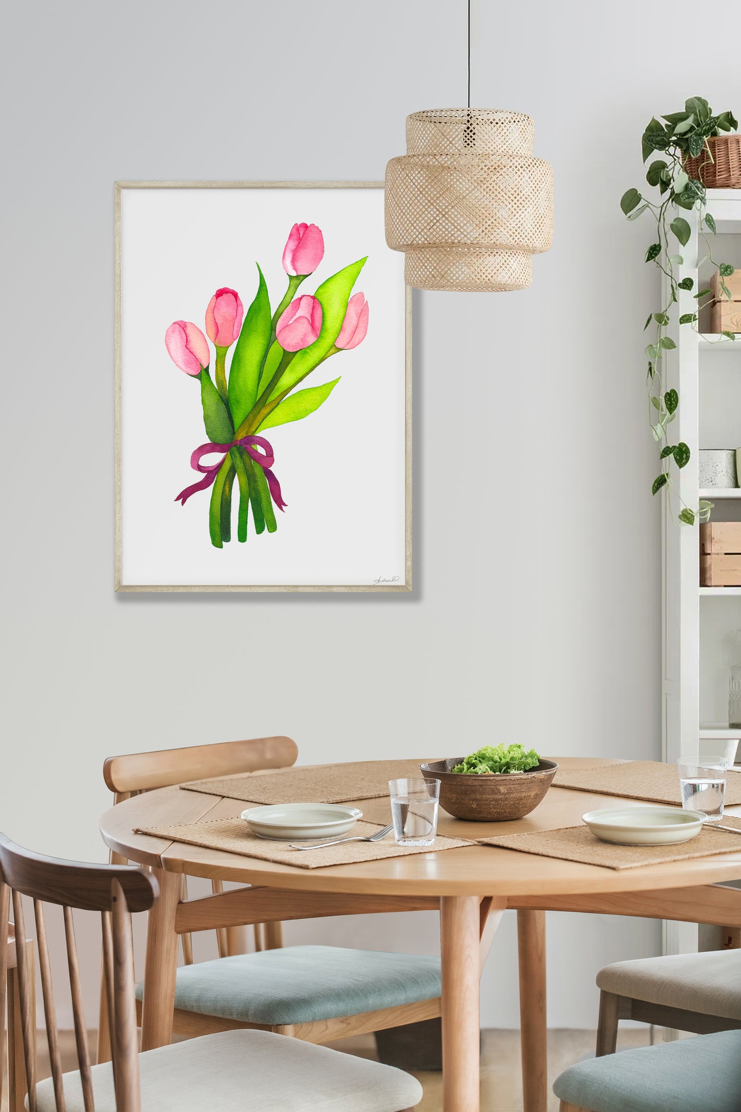 Pink Tulips Watercolor Fine Art Print