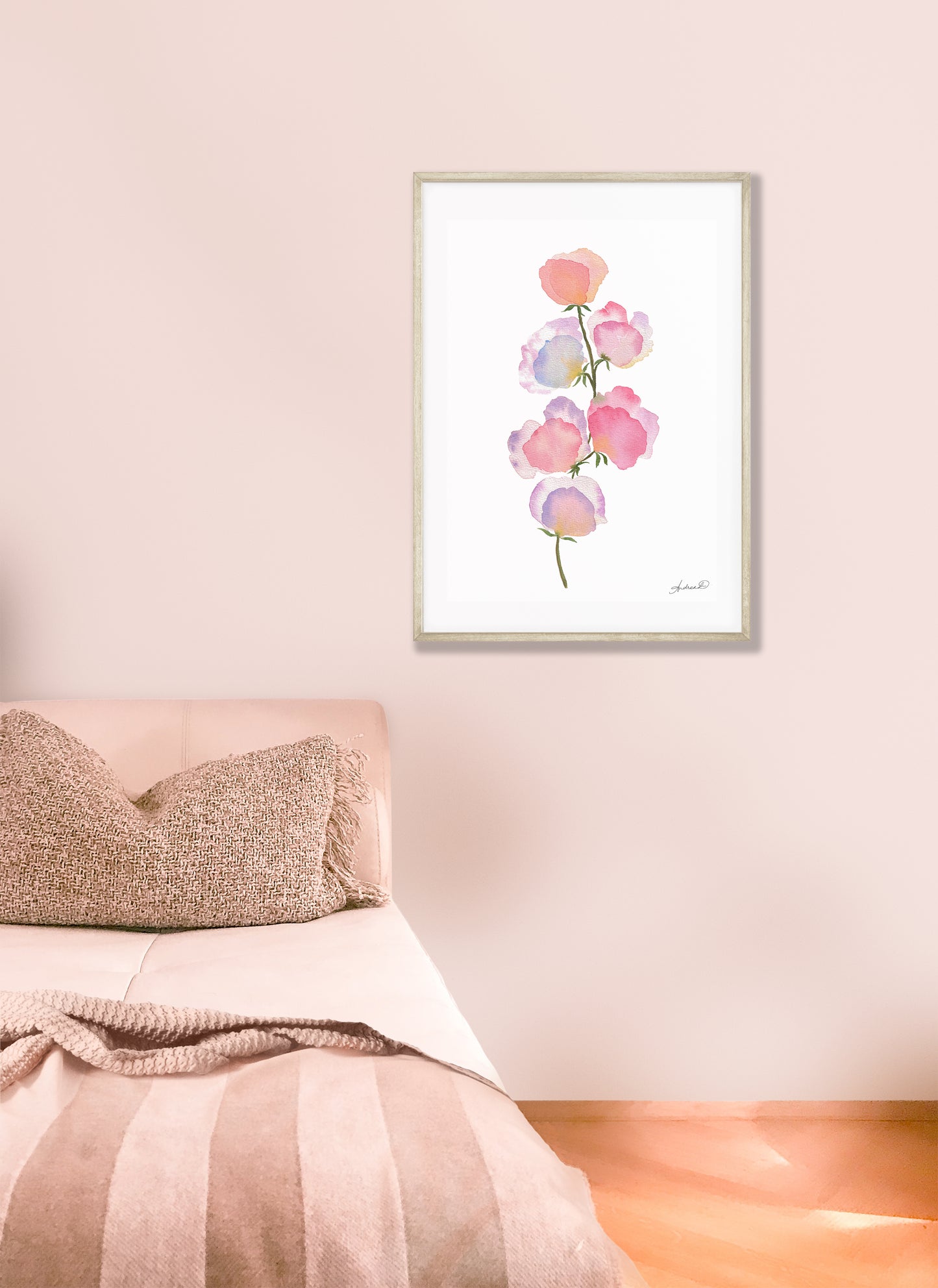 Pink - Lavender Sweet Peas Watercolor Fine Art Print