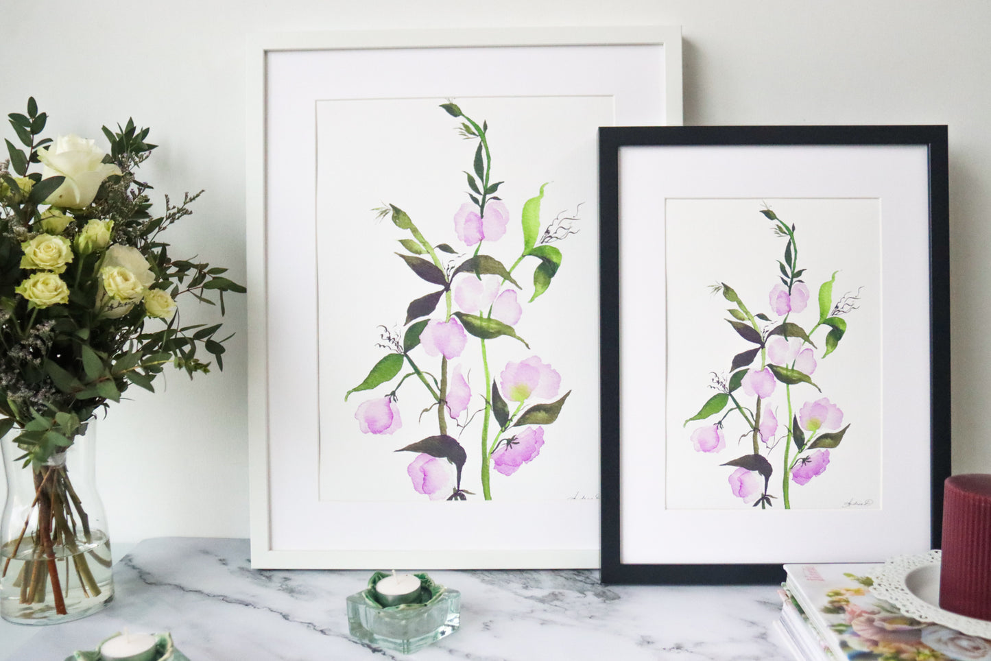 NEW! Lilac Sweet Peas Watercolor Fine Art Print