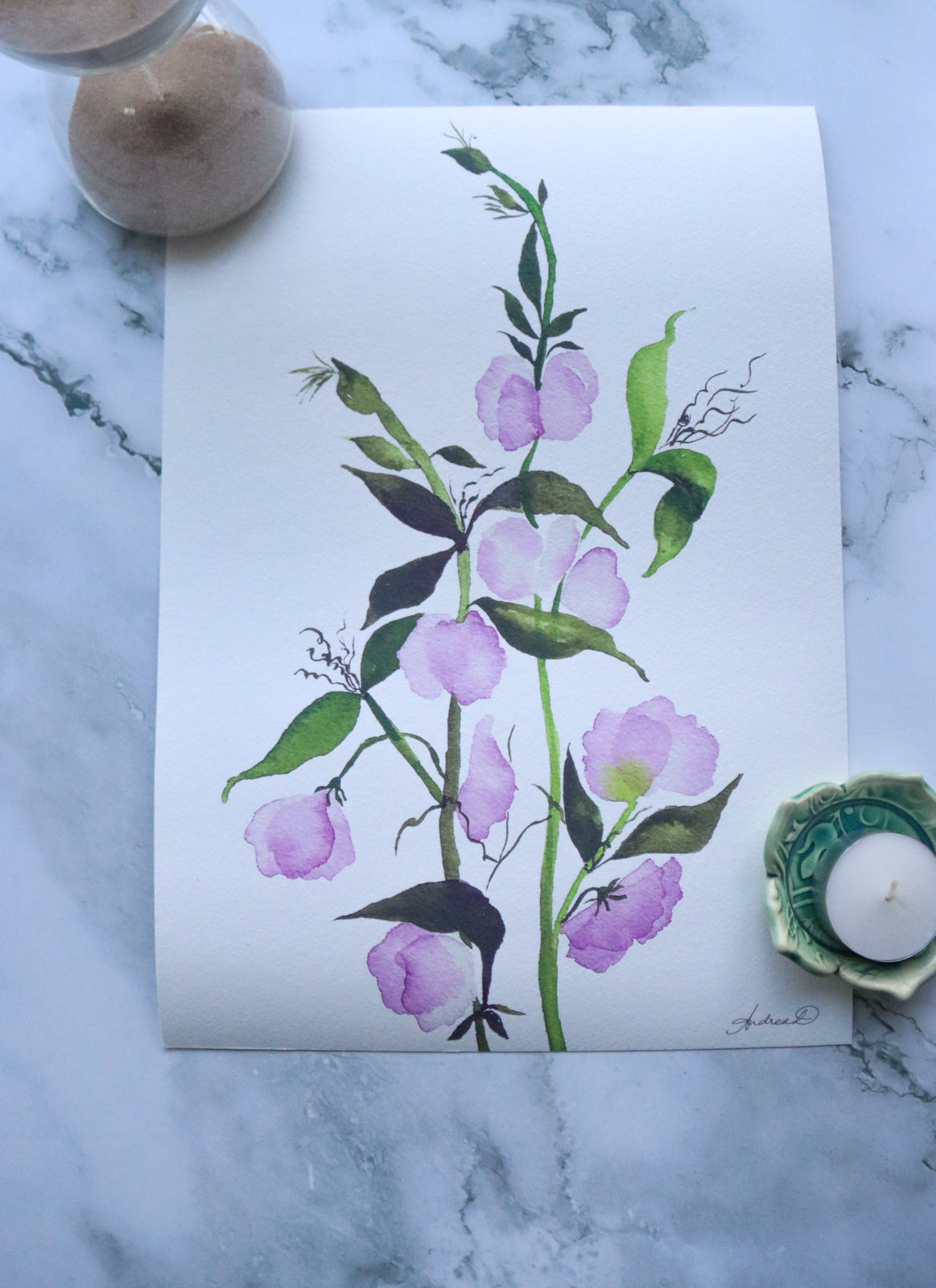 NEW! Lilac Sweet Peas Watercolor Fine Art Print