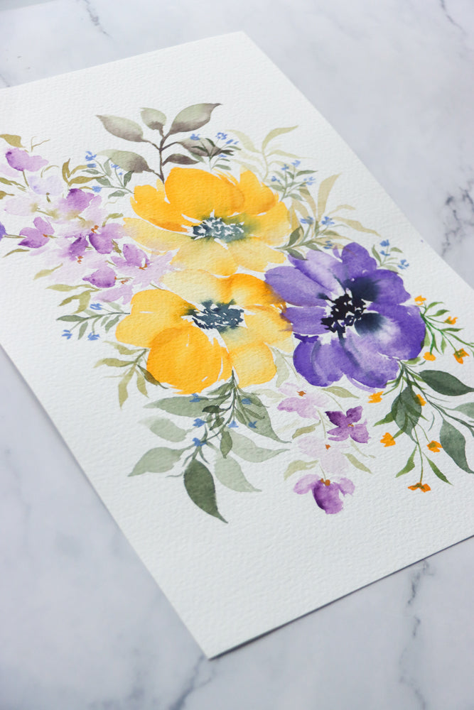 "Purple and Yellow Serenade" Original Watercolor Artwork