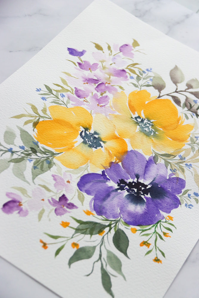 "Purple and Yellow Serenade" Original Watercolor Artwork