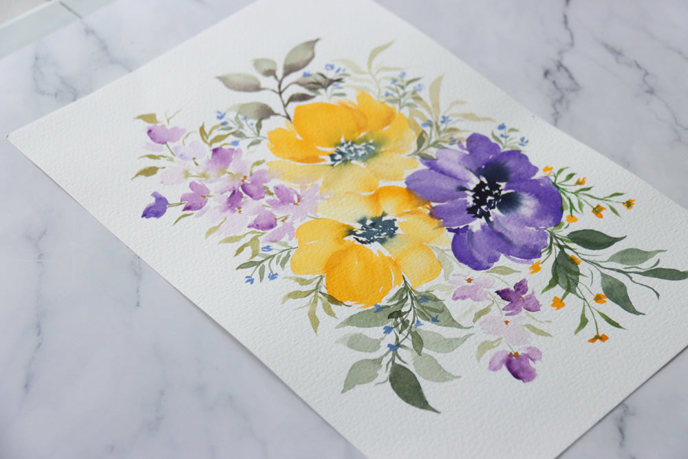 "Purple and Yellow Serenade" Original Watercolor Artwork