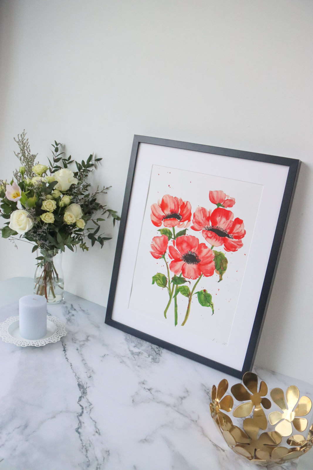 NEW! Red Anemones Bunch Watercolor Fine Art Print