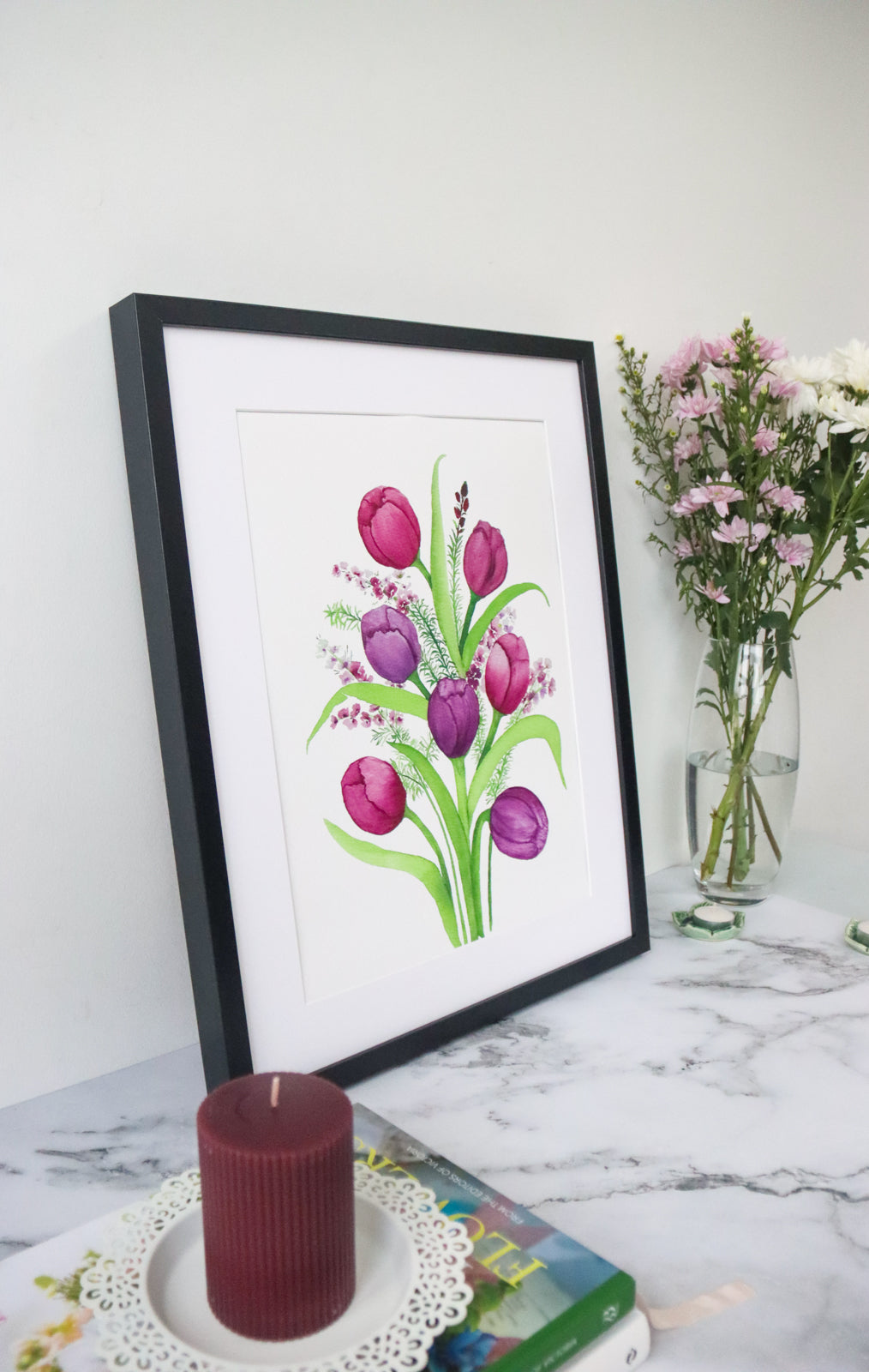 NEW! Pink and Purple Tulips Fine Art Print