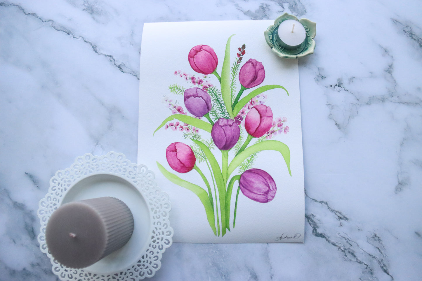 NEW! Pink and Purple Tulips Fine Art Print