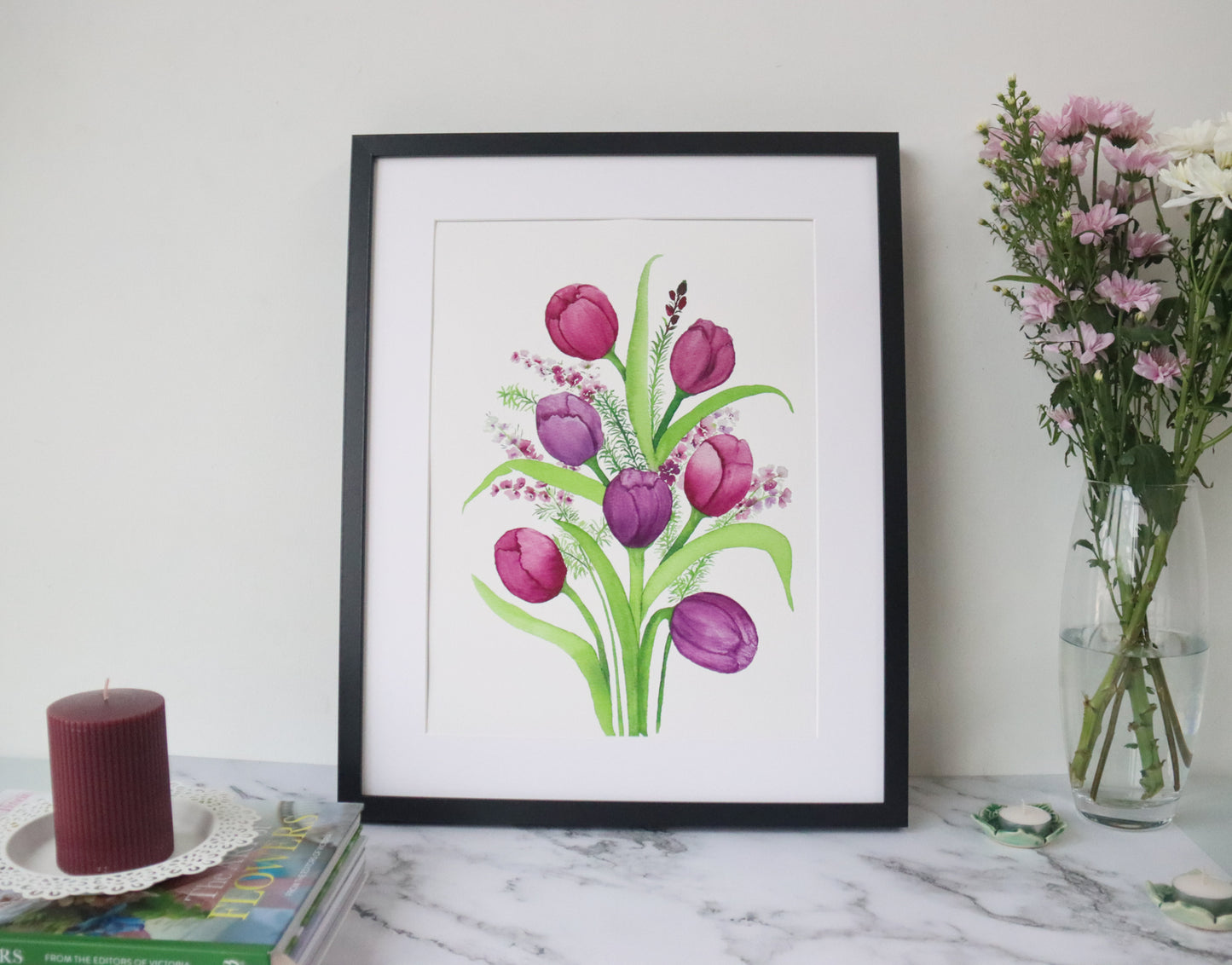 NEW! Pink and Purple Tulips Fine Art Print