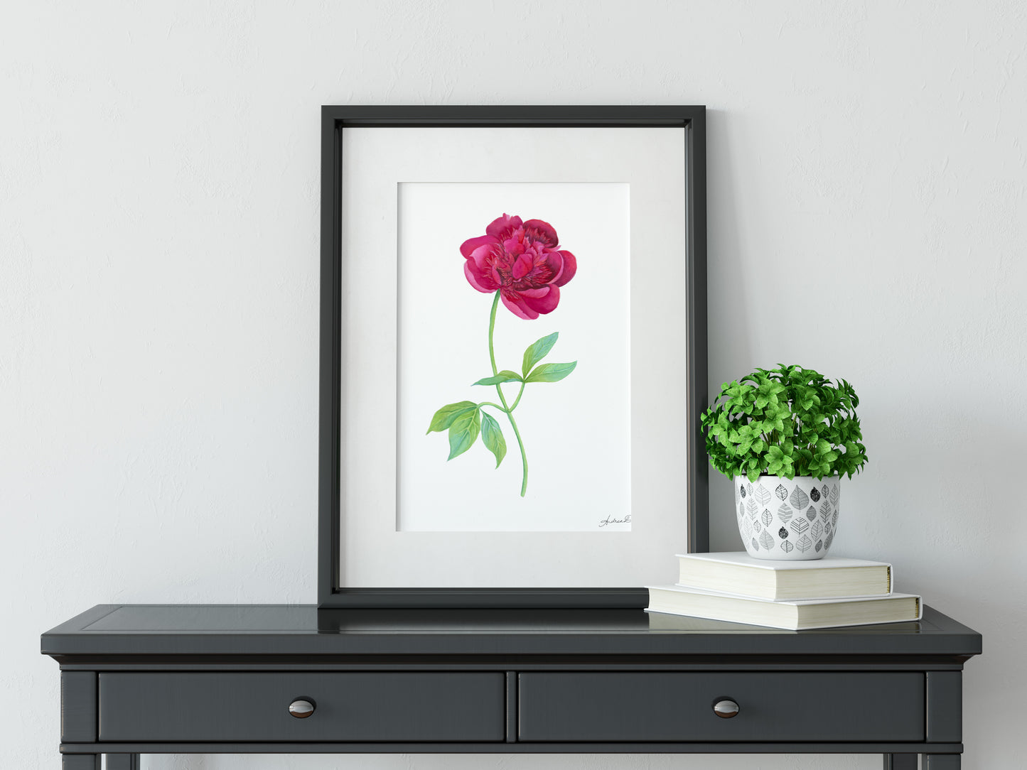 Botanical Pink Peony Watercolor Fine Art Print