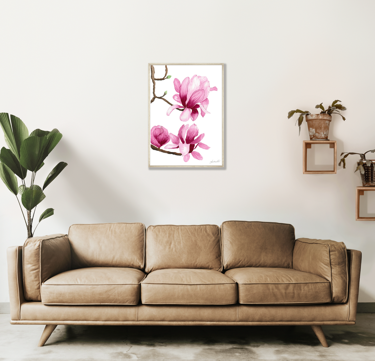 Pink Magnolias Watercolor Fine Art Print