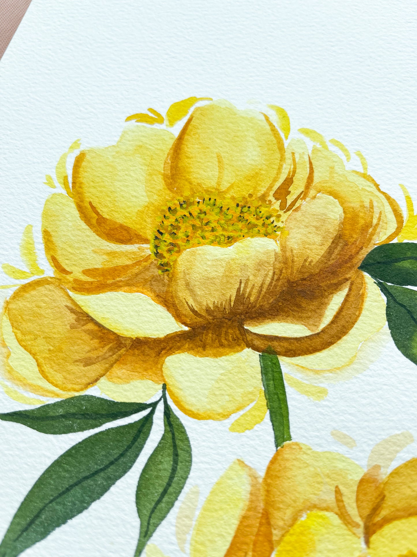 Yellow Peonies Watercolor Fine Art Print