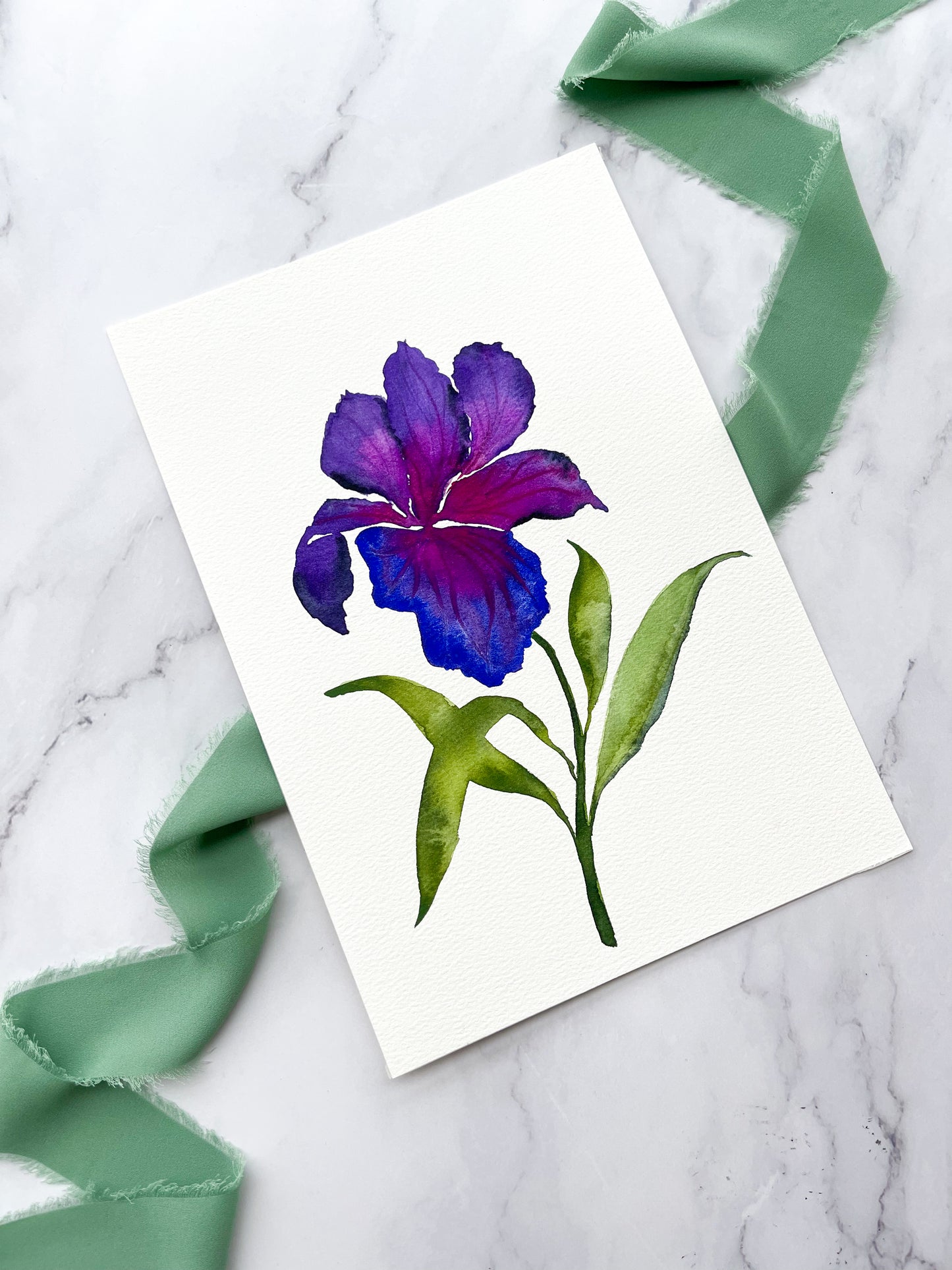 Blue Bearded Iris Watercolor Floral Fine Art Print