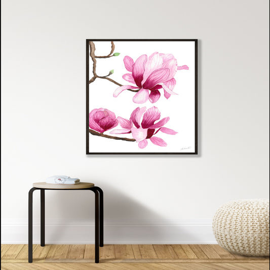 Pink Magnolias Watercolor Fine Art Print